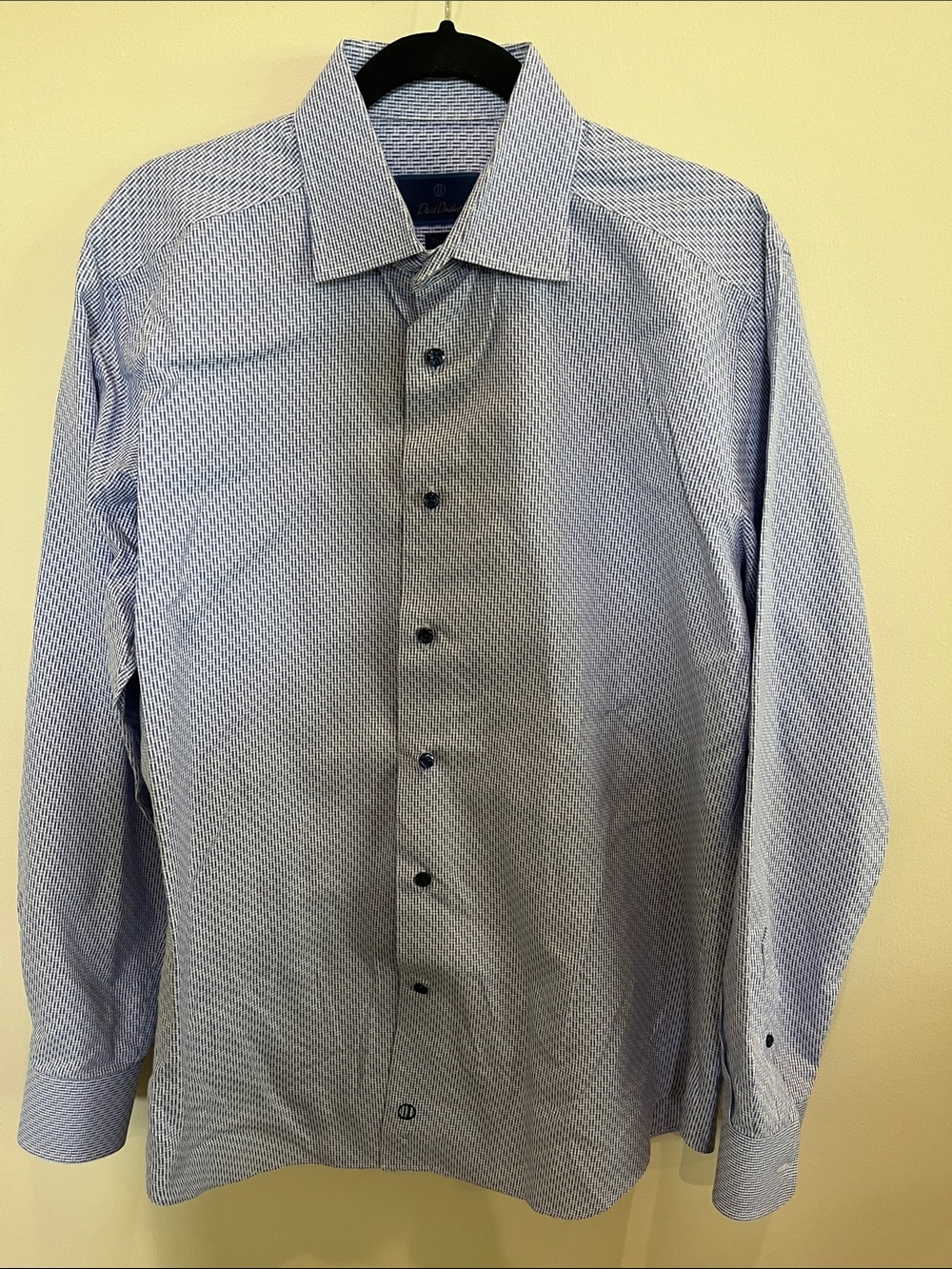 David Donahue Light Blue Micro-Pattern Dress Shirt